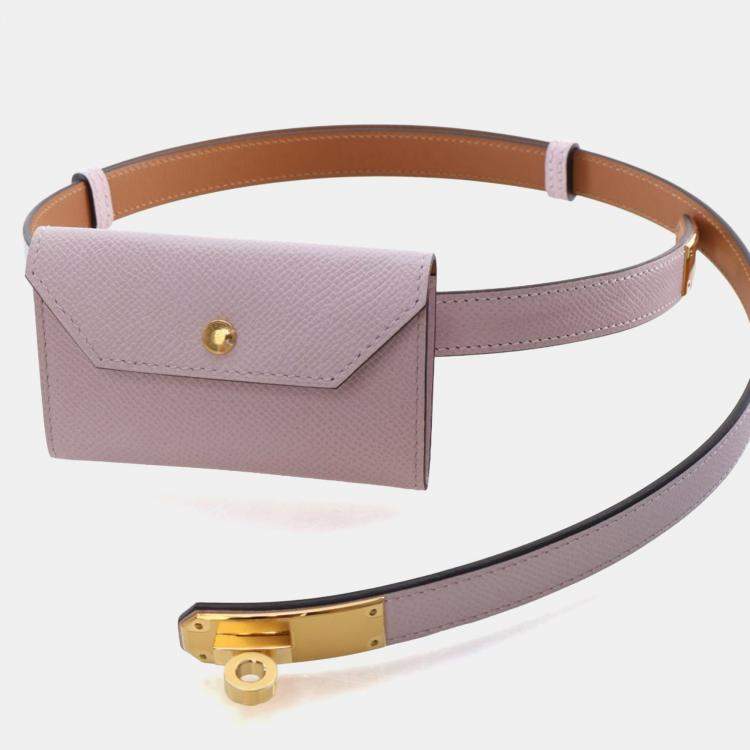 Pre Owned Hermes Mauve Pale Epsom Kelly Pocket Belt 18