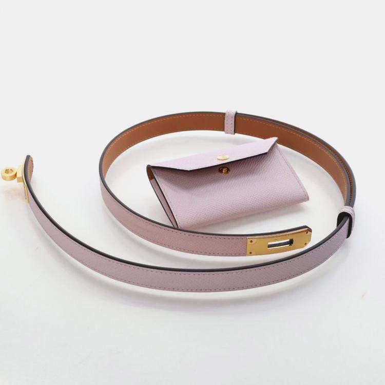Pre Owned Hermes Mauve Pale Epsom Kelly Pocket Belt 18