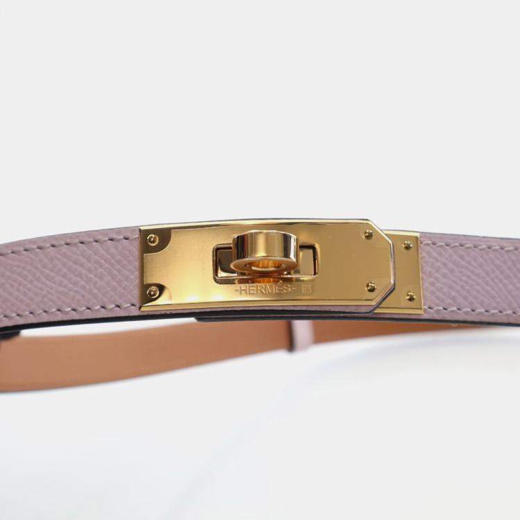 Pre Owned Hermes Mauve Pale Epsom Kelly Pocket Belt 18