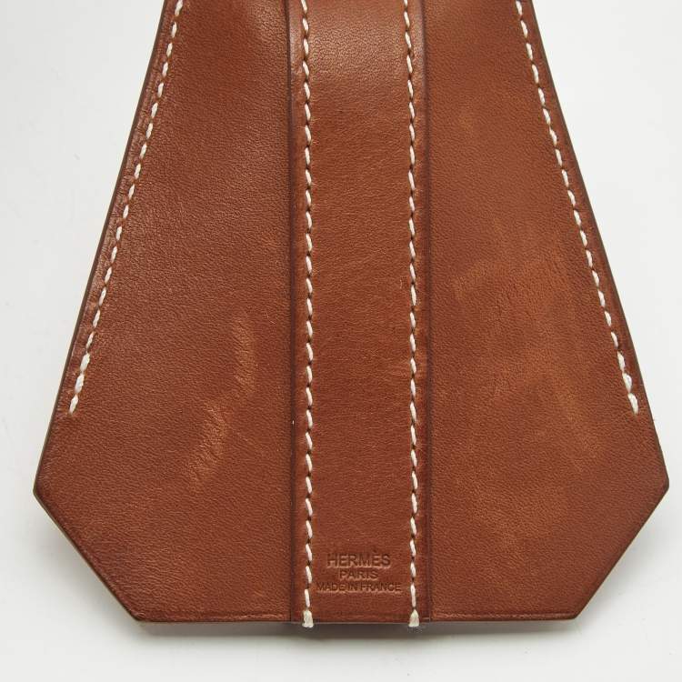 Pre Owned Hermès Fauve/Noir Barenia Leather Clochette Buckle Long Necklace