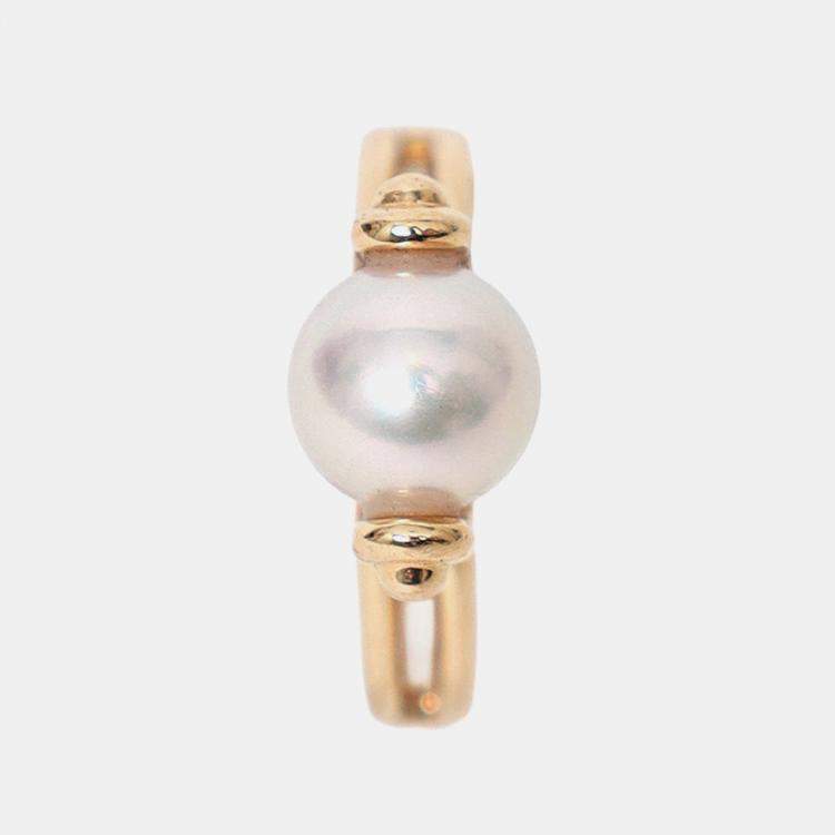 Pre Owned Hermes 18K Rose Gold Pearl Chandra Ring Small Model