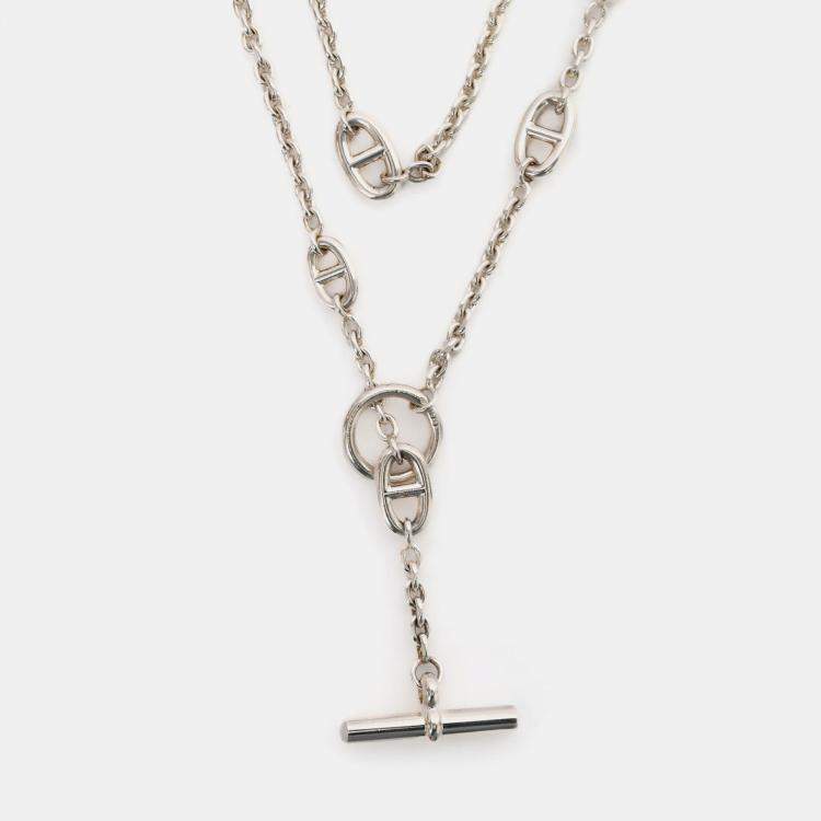 Pre Owned Hermes Sterling Silver Farandole Long Necklace 160