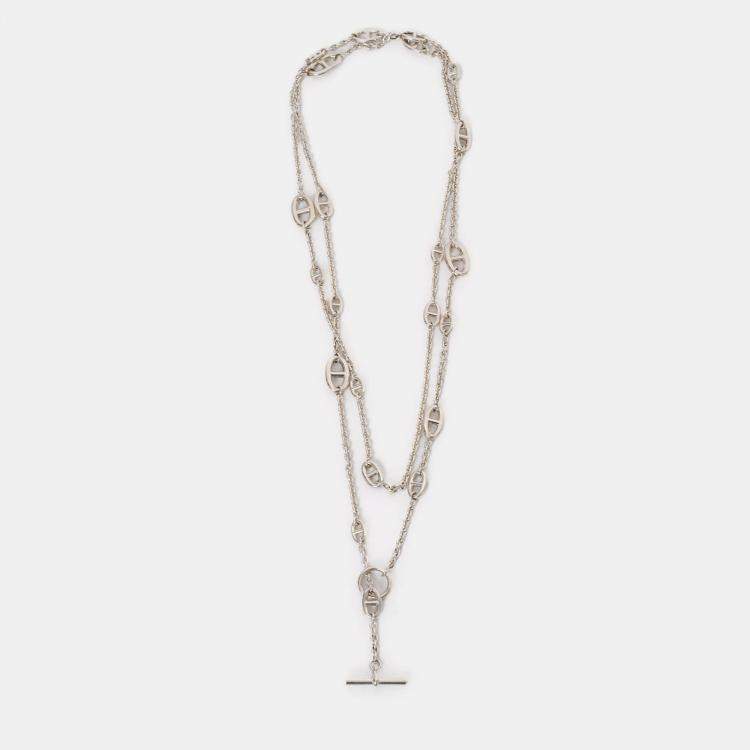 Pre Owned Hermes Sterling Silver Farandole Long Necklace 160