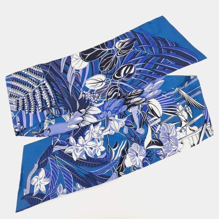 Pre Owned Hermes Blue Maxi Twilly Scarf