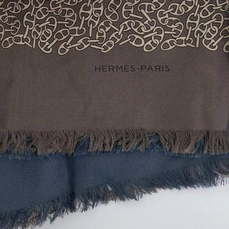 Pre Owned Hermes Brown Silk Scarf