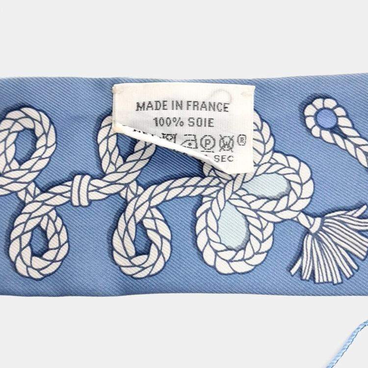 Pre Owned Hermes Twilly Blue Silk Scarf