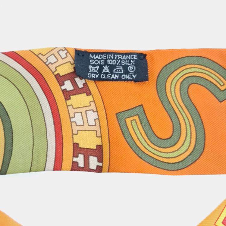 Pre Owned Hermes Twilly Orange Silk Scarf