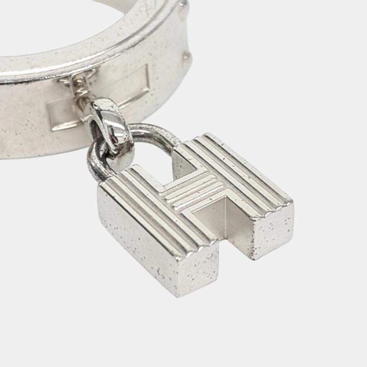 مملوكة مسبقًا Hermes Silver H Motif Scarf Ring
