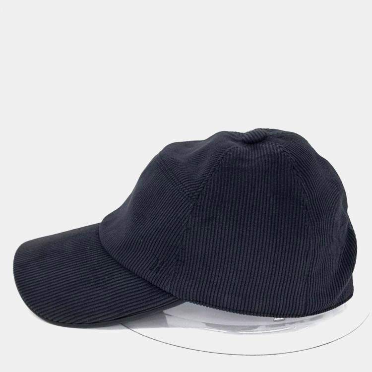 Pre Owned Hermes Navy Blue Corduroy Cap