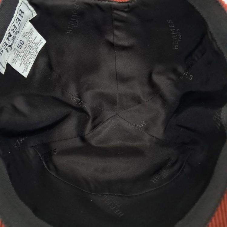 Pre Owned Hermes Orange Corduroy Cap