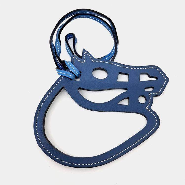 Pre Owned Hermes Blue Leather Bag Charm