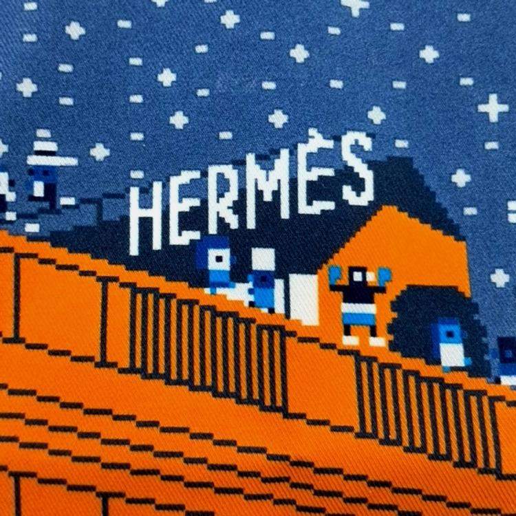 مملوكة مسبقًا Hermes Blue, Multicolor Silk Petite Scarf