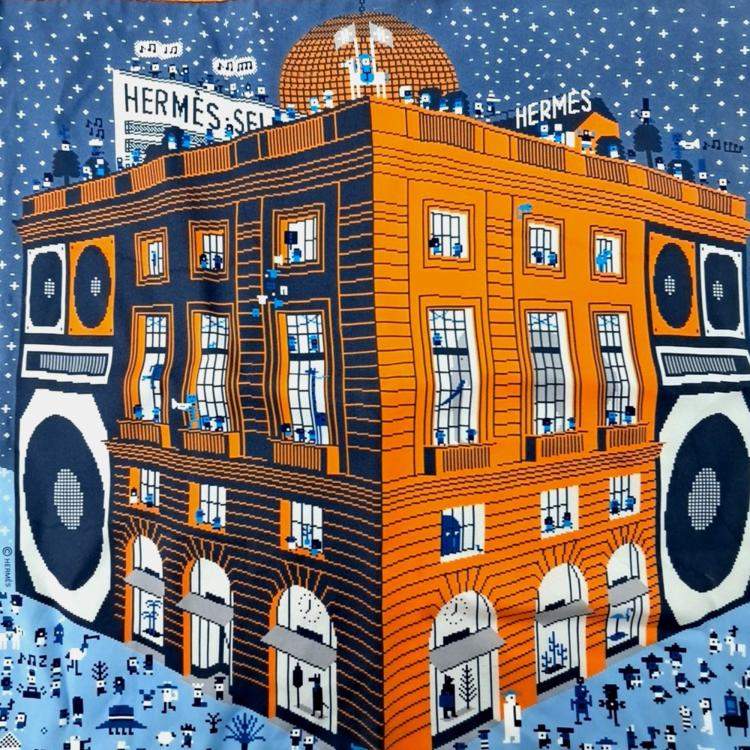 مملوكة مسبقًا Hermes Blue, Multicolor Silk Petite Scarf