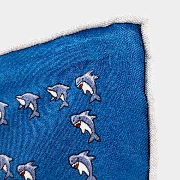 Pre Owned Hermes Blue Silk Petite Scarf