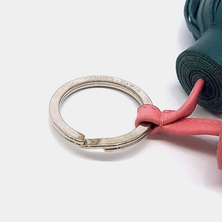 Pre Owned Hermes Green, Pink Leather Carmen Duo Tassel Keyring