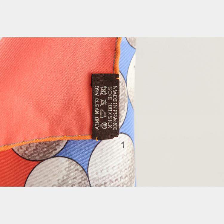 Pre Owned Hermes Blue, Pink, White Silk Balles De Golf Scarf