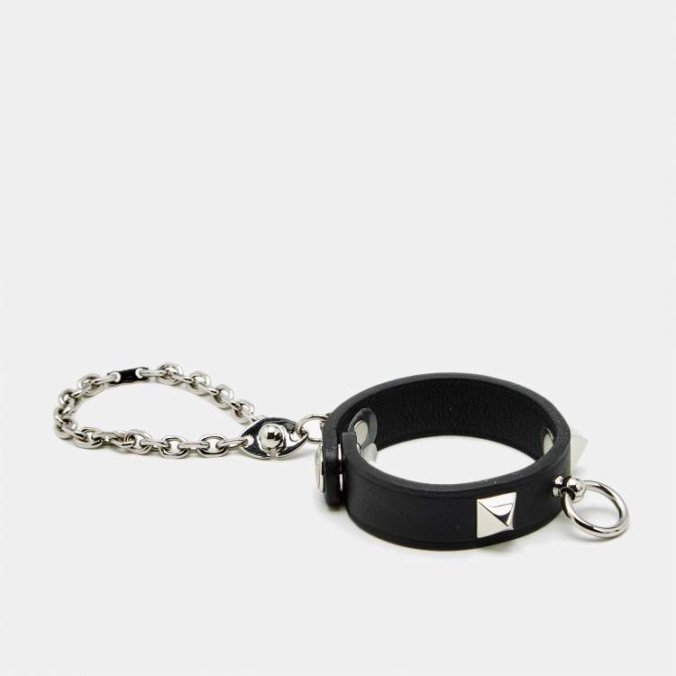 Pre Owned Hermès Rivale Leather Palladium Plated Glove Clip