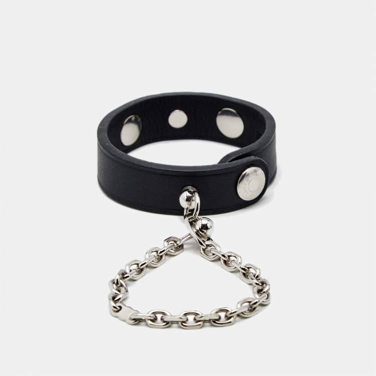 Pre Owned Hermès Rivale Leather Palladium Plated Glove Clip