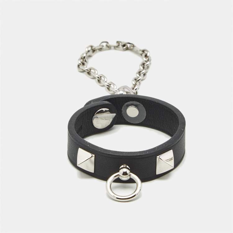 Pre Owned Hermès Rivale Leather Palladium Plated Glove Clip