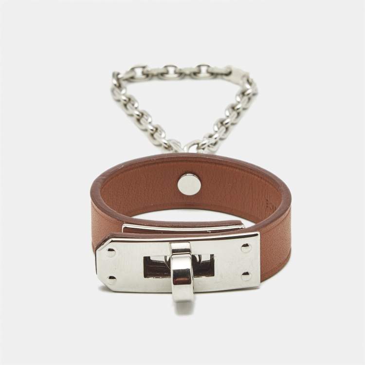 Pre Owned Hermès Kelly Leather Palladium Plated Glove Clip