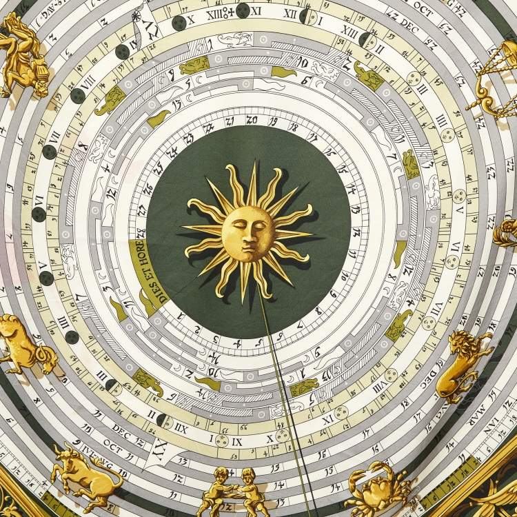 Pre Owned Hermès Green Astrologie Dies et Hore Silk Scarf