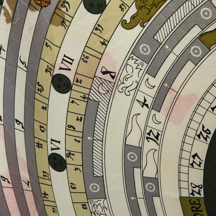 Pre Owned Hermès Green Astrologie Dies et Hore Silk Scarf