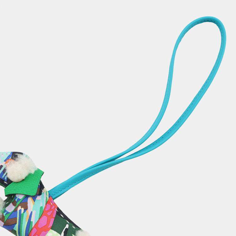 Pre Owned Hermes Buddy Bag Charm Aloha Blue Hydra/Vert Comics Lambskin Mouton
