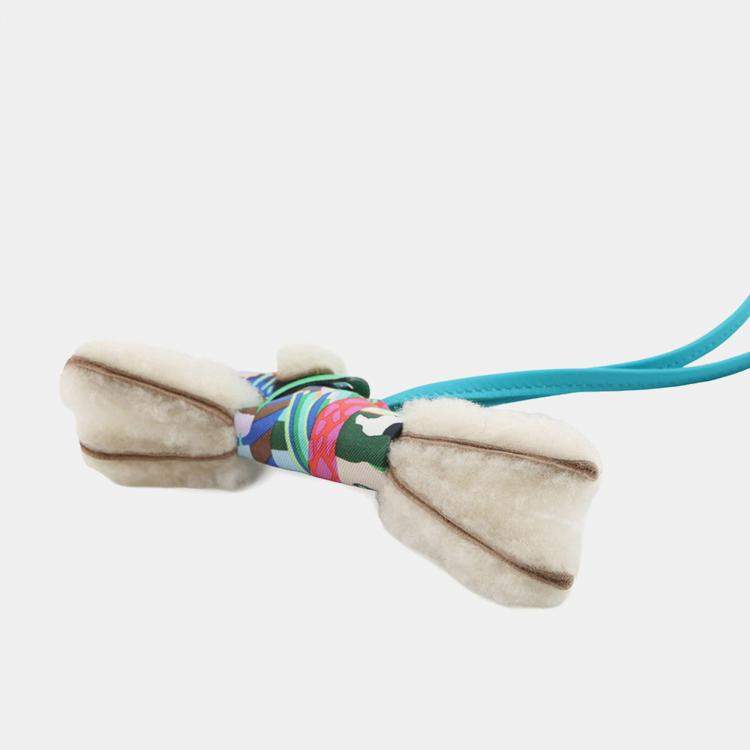 Pre Owned Hermes Buddy Bag Charm Aloha Blue Hydra/Vert Comics Lambskin Mouton