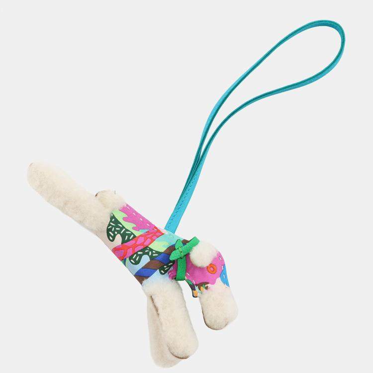 Pre Owned Hermes Buddy Bag Charm Aloha Blue Hydra/Vert Comics Lambskin Mouton