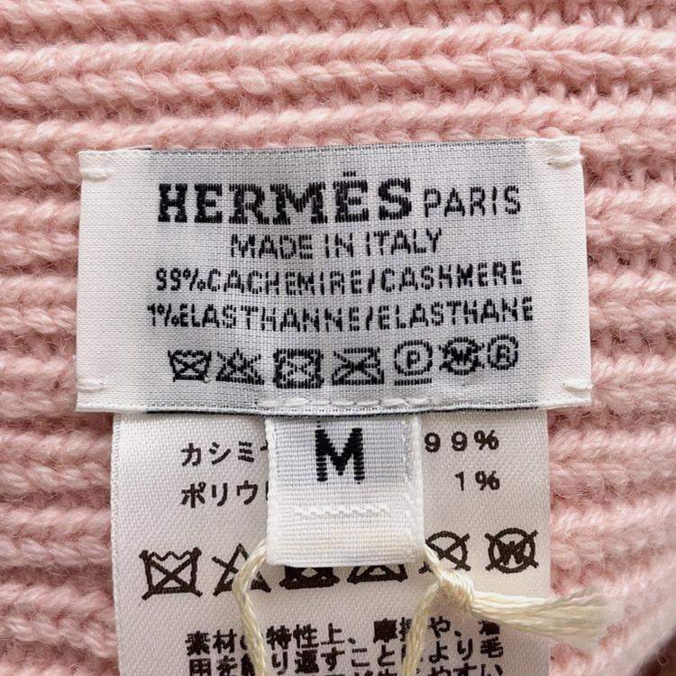 Pre Owned Hermes Knit Cap Eaven Size M Rose Poodle / Ecruh232021N Cashmere99% Polyurethane1%