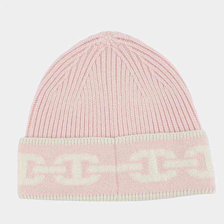 Pre Owned Hermes Knit Cap Eaven Size M Rose Poodle / Ecruh232021N Cashmere99% Polyurethane1%
