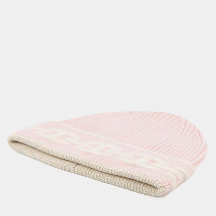 Pre Owned Hermes Knit Cap Eaven Size M Rose Poodle / Ecruh232021N Cashmere99% Polyurethane1%