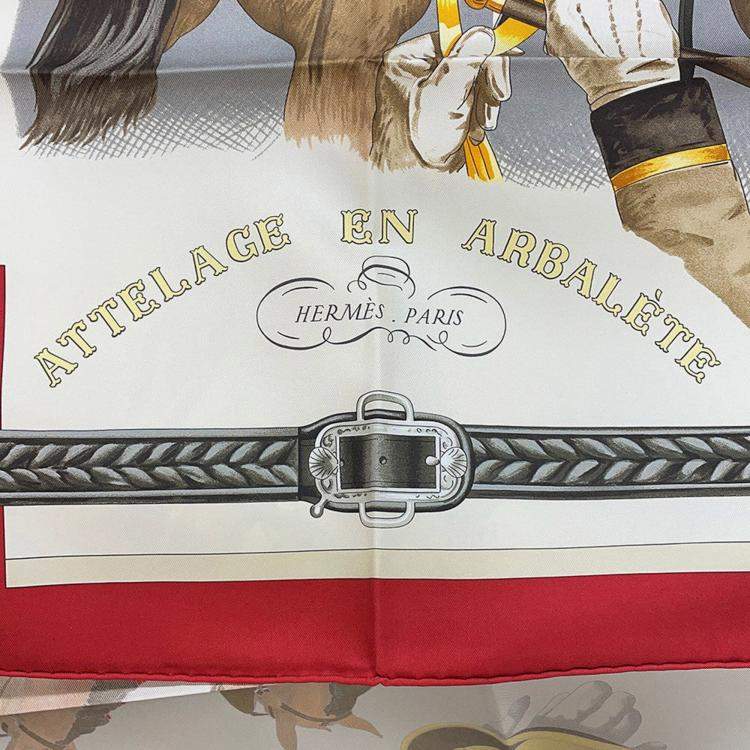 مملوكة مسبقًا Hermes Carre 90 Rcuate Connection Size 90 Rouge Cui / Greige / Halzan Silk100%