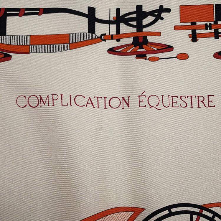 مملوكة مسبقًا Hermes Carre Complication Equestre Size 90 Claim/Orange/Black Silk100%