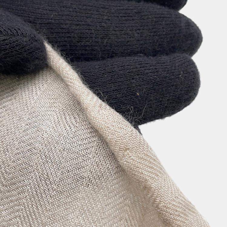 Pre Owned Hermes Appl Couvertures Et Tenues Size 90 Mastic/Natural/Multicolor Cashmere70% Silk30%