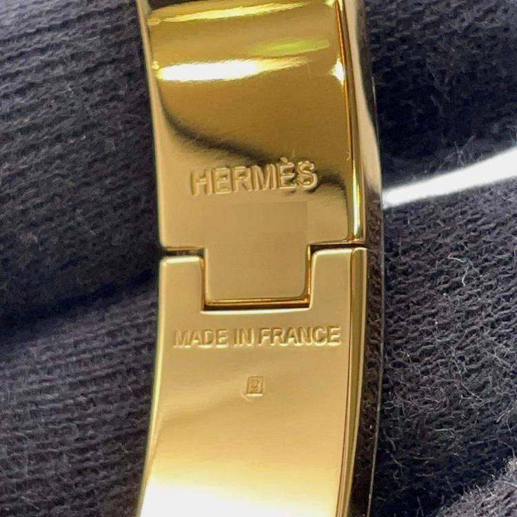 Pre Owned Hermes Clich Cheetah Size Pm Orfevre/Jaune D'Or/White Enamel Metal