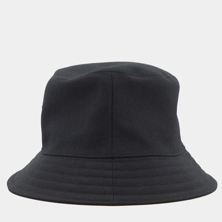 Pre Owned Hermes Hat Fred H Stripe Size 59 Black Cotton100%