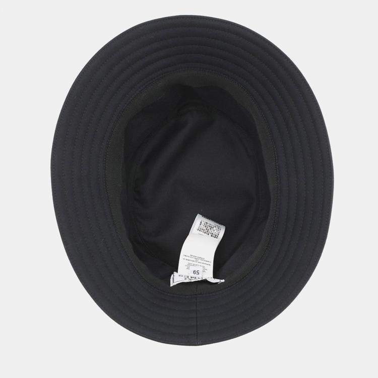 Pre Owned Hermes Hat Fred H Stripe Size 59 Black Cotton100%