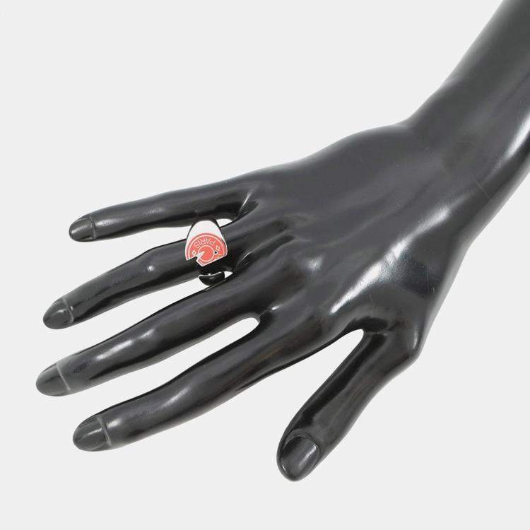 Pre Owned Hermes Carrousel Ring Size T58 Orange Field Metal