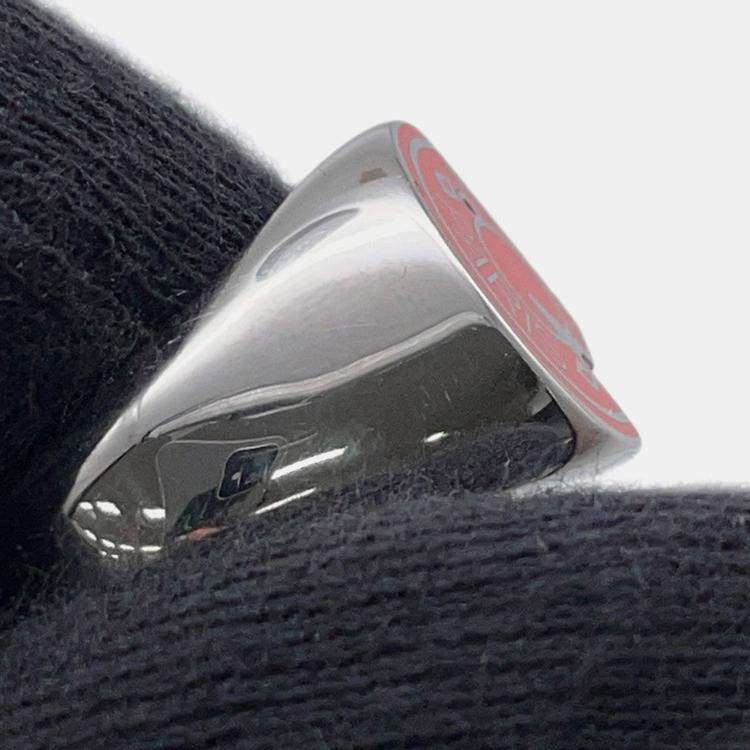 Pre Owned Hermes Carrousel Ring Size T58 Orange Field Metal