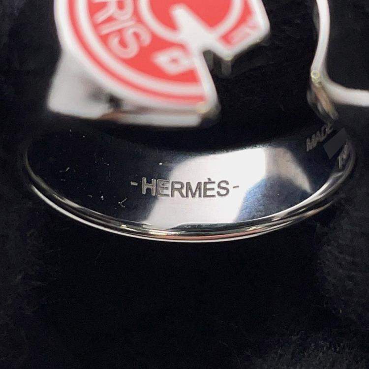 Pre Owned Hermes Carrousel Ring Size T58 Orange Field Metal