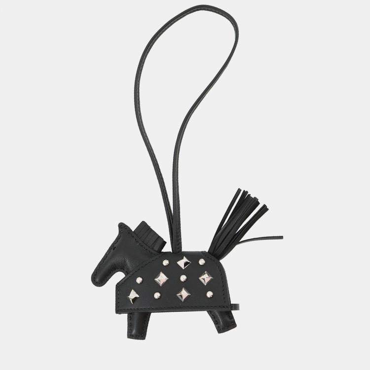 Pre Owned Hermes Rodeo Robeo Padlock Black Lambskin Studded Size Pm