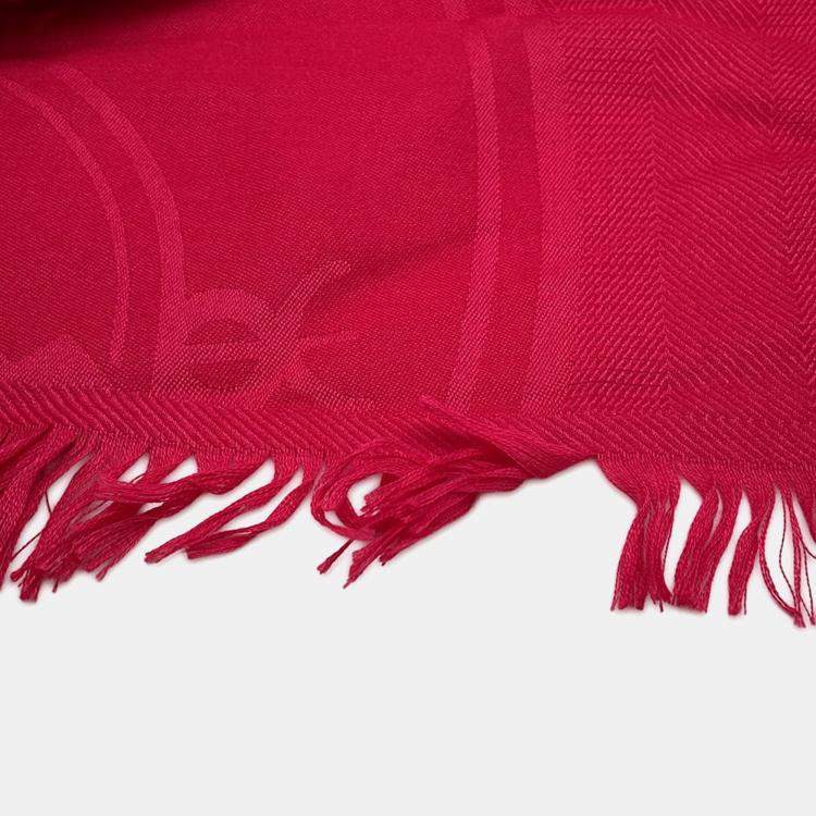 Pre Owned Hermes New Libris Stole Casisil Size 140 Pink Cashmere85% Silk15%