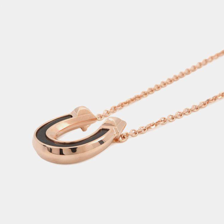 مملوكة مسبقًا Hermes Necklace "Joquette" Size Pm Black Metal Epsom