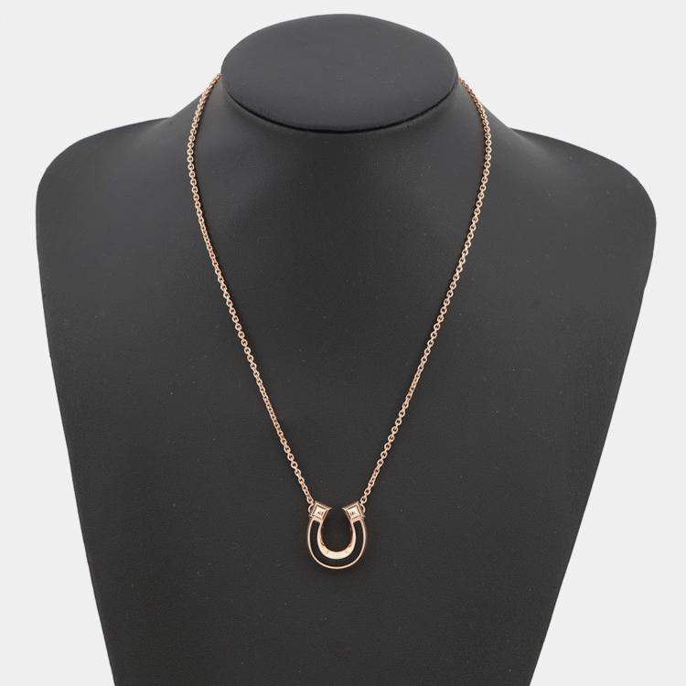 مملوكة مسبقًا Hermes Necklace "Joquette" Size Pm Black Metal Epsom