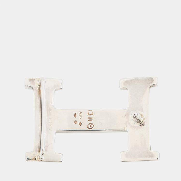 Pre Owned Hermes Touareg Hbelt Buckle Silver Sv925