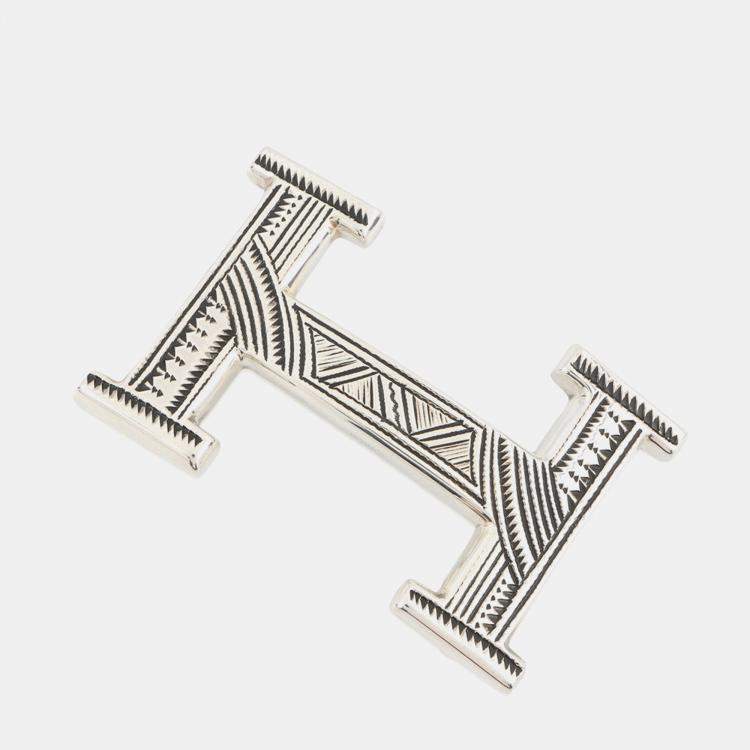 Pre Owned Hermes Touareg Hbelt Buckle Silver Sv925
