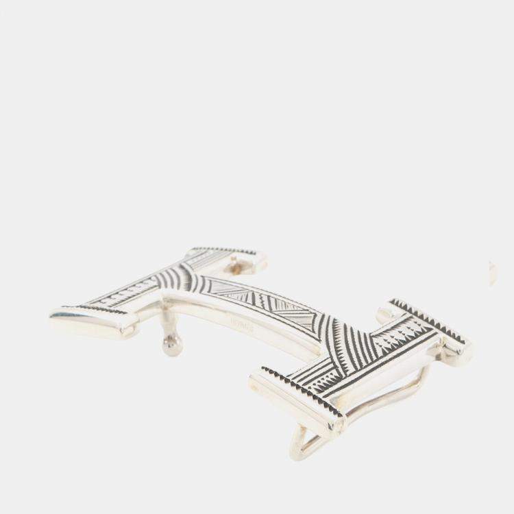 Pre Owned Hermes Touareg Hbelt Buckle Silver Sv925