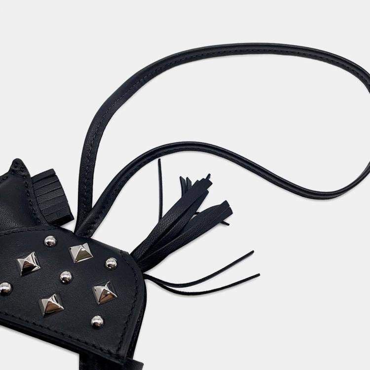 Pre Owned Hermes Rodeo Rodeo Rock Black Lambskin Size Pm