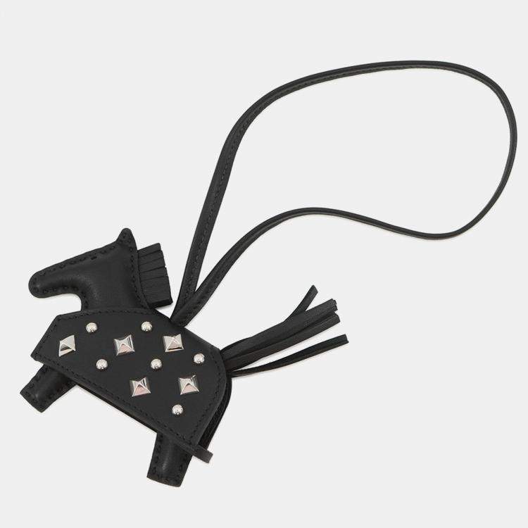 Pre Owned Hermes Rodeo Rodeo Rock Black Lambskin Size Pm